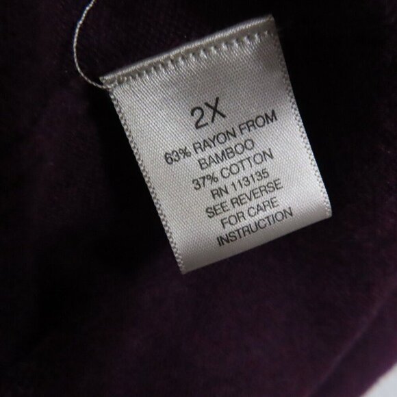 Leo & Nicole Top Plus Size 2X Round Neck Knitted Oversized Shirt Pullover Bamboo - Picture 8 of 9